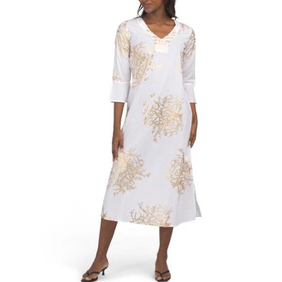 Debbie Katz Dresses & Skirts - Debbie Katz White Cotton Beach Coverup Dress Women’s XS Boho Resort Tunic